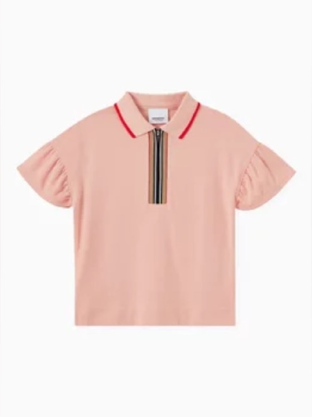 Burberry Girls Icon Stripe Zip Up Short Sleeve Polo Shirt Cotton 12Y Designer